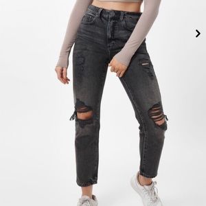 Garage ripped black mom jeans